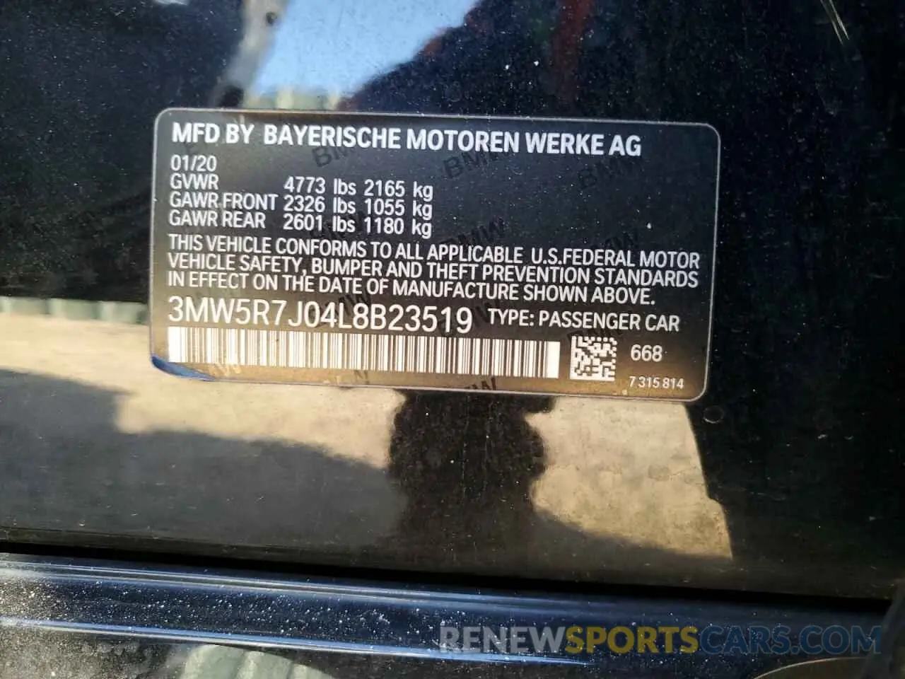 12 Фотография поврежденного автомобиля 3MW5R7J04L8B23519 BMW 3 SERIES 2020