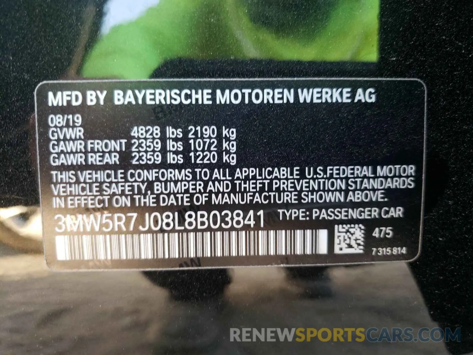 10 Photograph of a damaged car 3MW5R7J08L8B03841 BMW 3 SERIES 2020