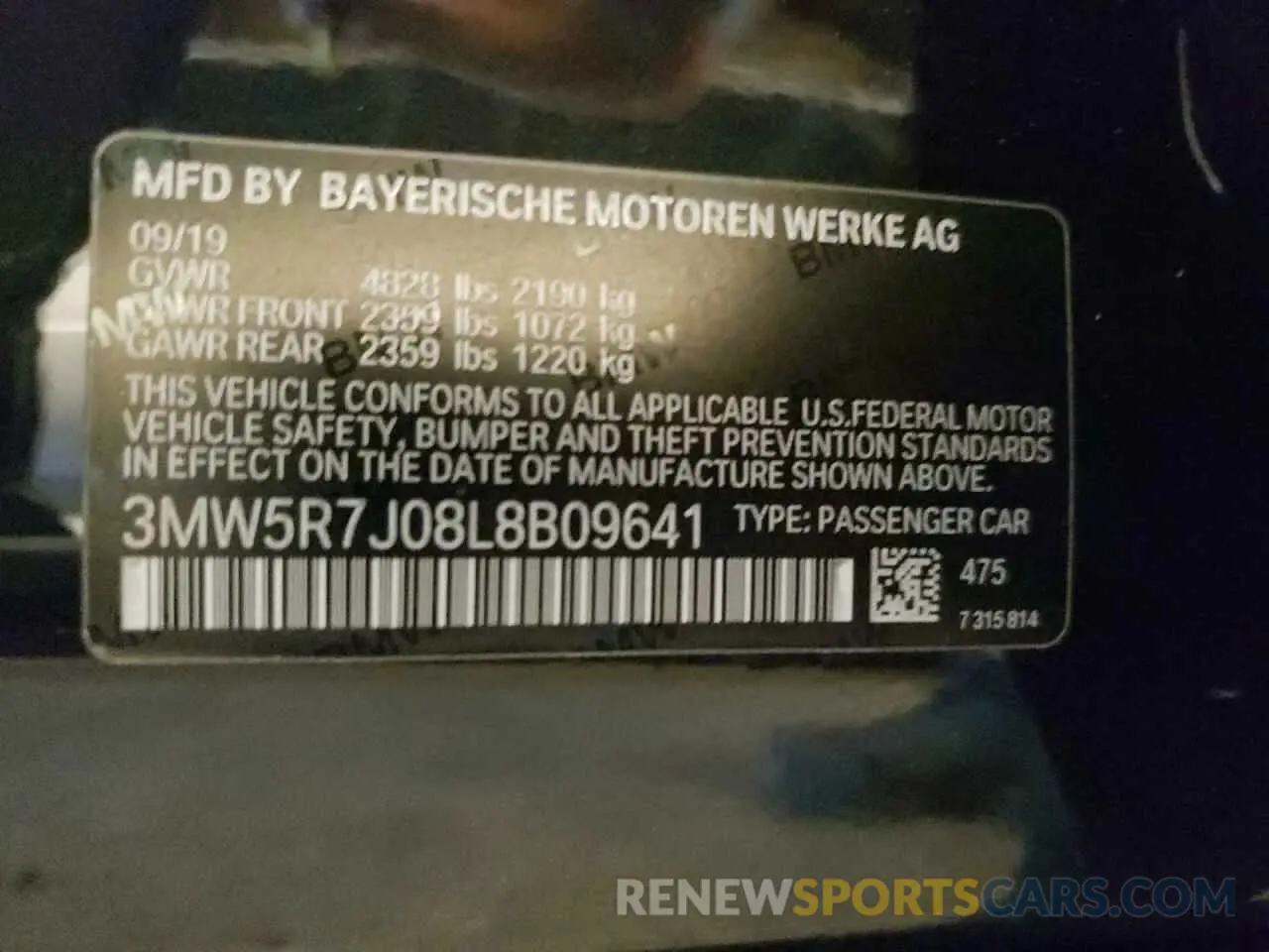 10 Фотография поврежденного автомобиля 3MW5R7J08L8B09641 BMW 3 SERIES 2020