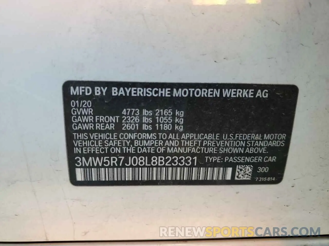 12 Фотография поврежденного автомобиля 3MW5R7J08L8B23331 BMW 3 SERIES 2020