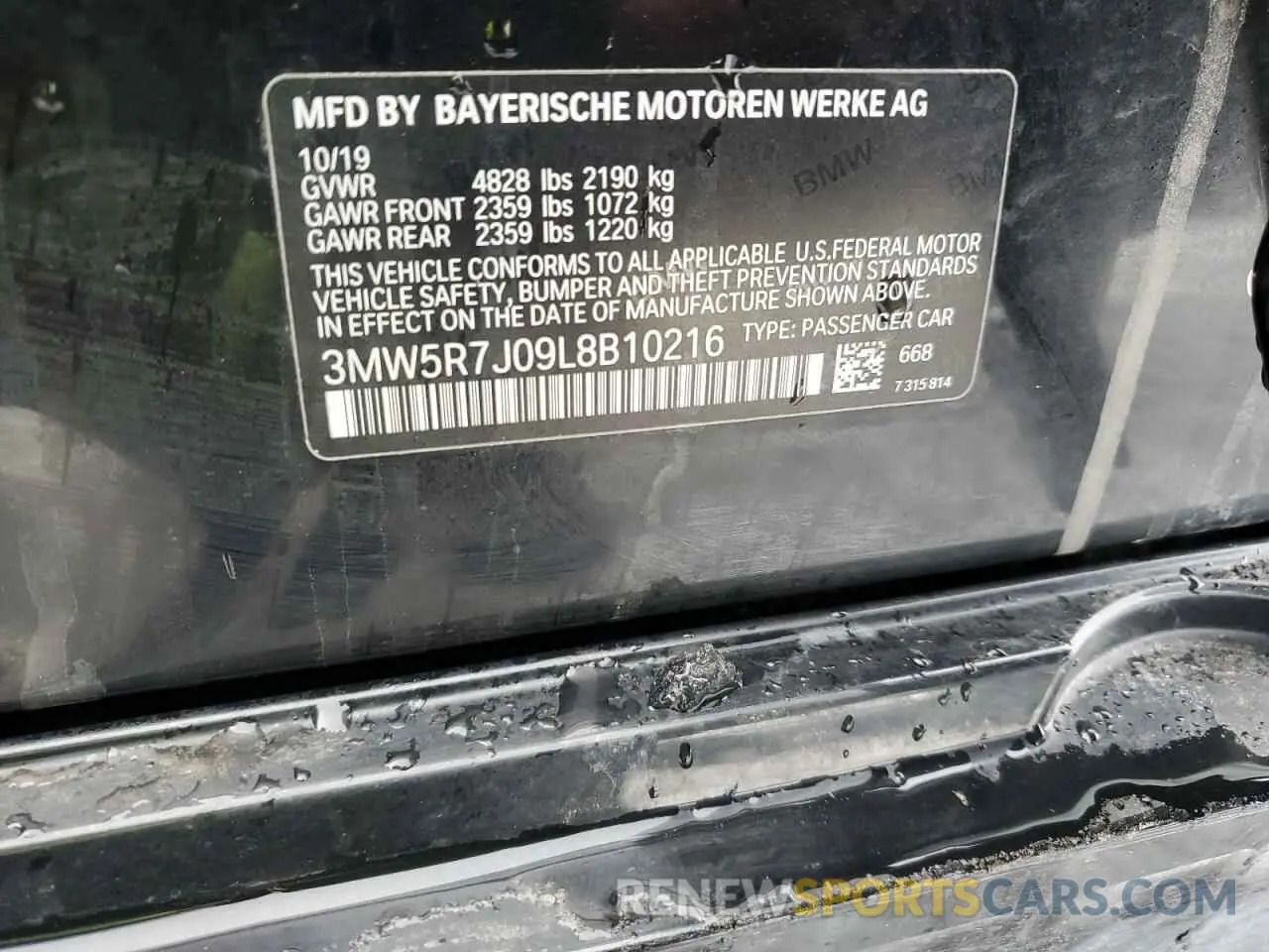 12 Фотография поврежденного автомобиля 3MW5R7J09L8B10216 BMW 3 SERIES 2020