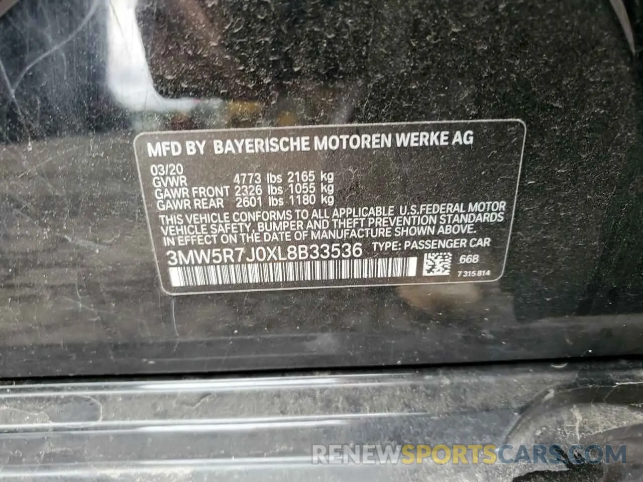 13 Фотография поврежденного автомобиля 3MW5R7J0XL8B33536 BMW 3 SERIES 2020