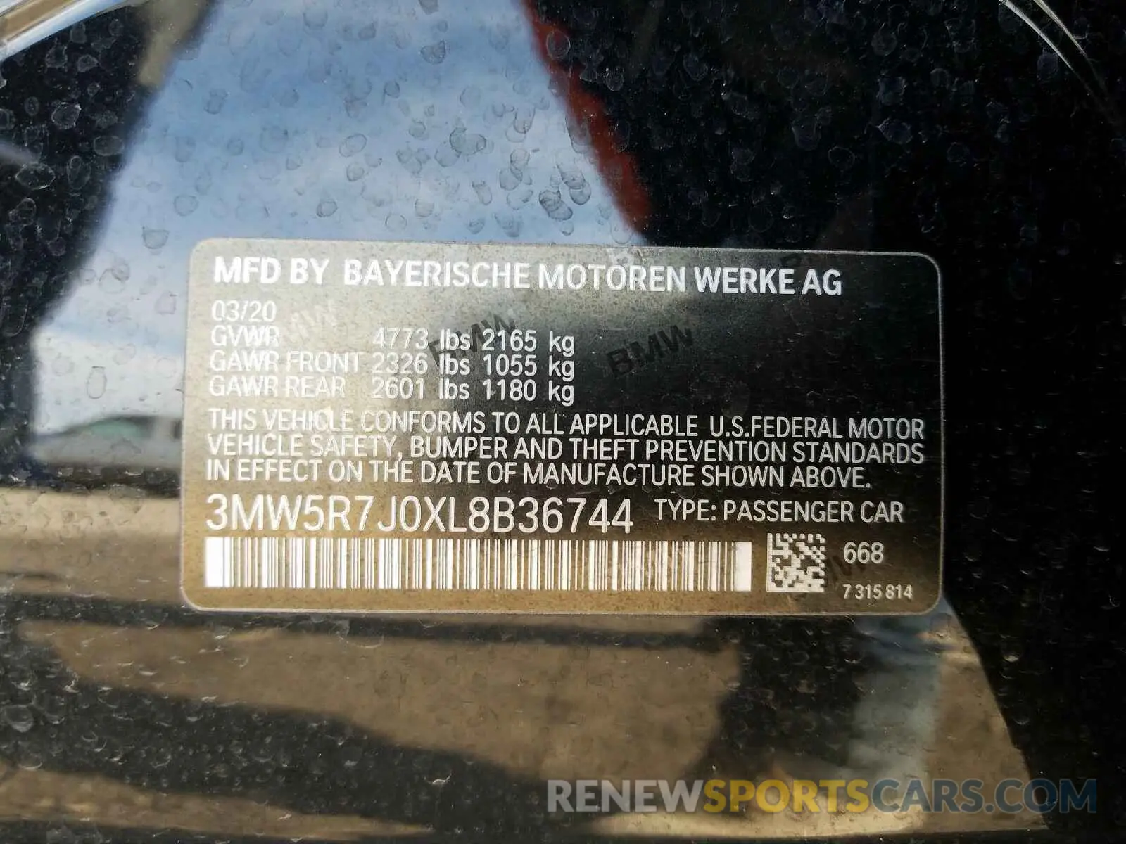 10 Photograph of a damaged car 3MW5R7J0XL8B36744 BMW 3 SERIES 2020