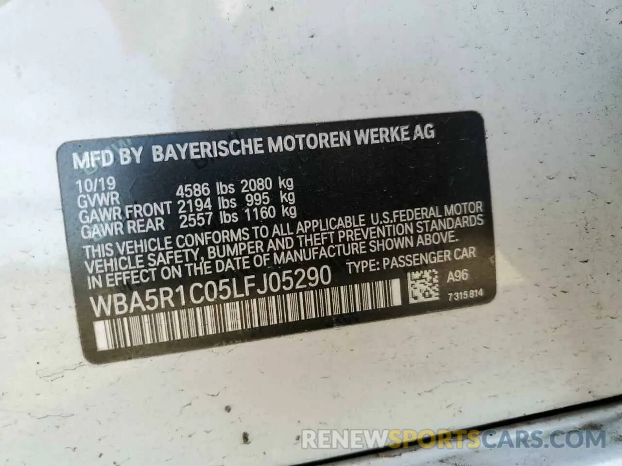 14 Фотография поврежденного автомобиля WBA5R1C05LFJ05290 BMW 3 SERIES 2020