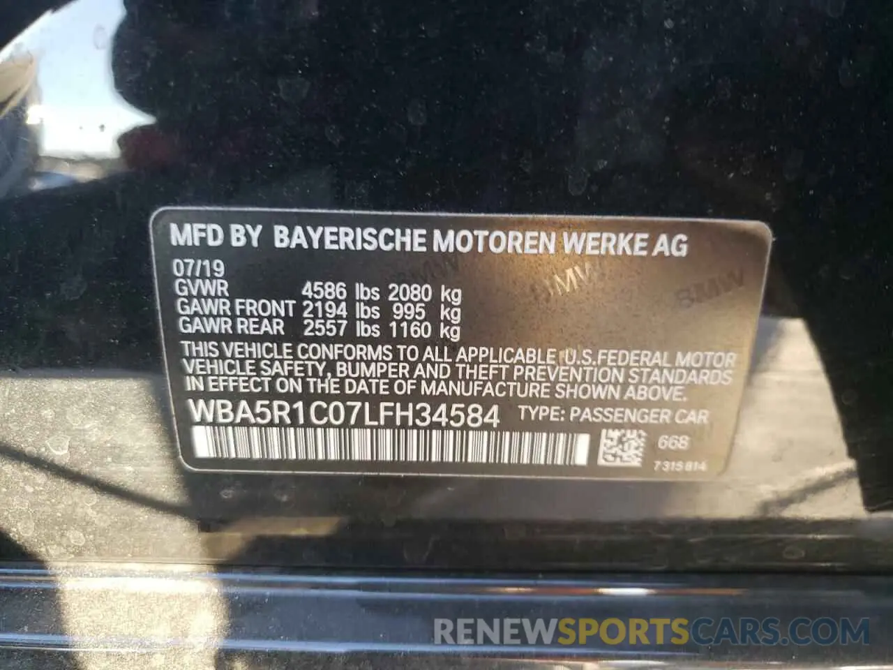 12 Фотография поврежденного автомобиля WBA5R1C07LFH34584 BMW 3 SERIES 2020