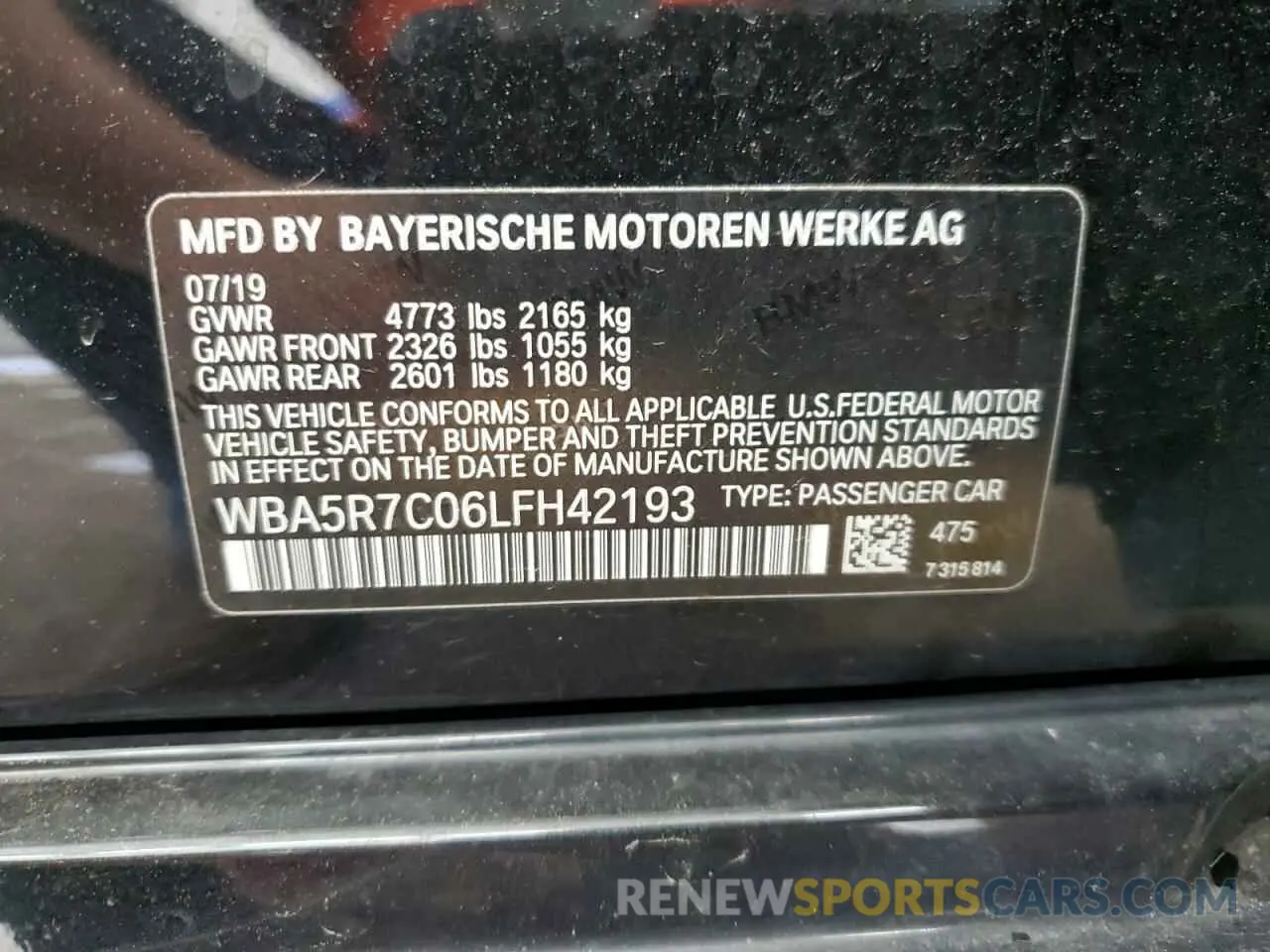 12 Photograph of a damaged car WBA5R7C06LFH42193 BMW 3 SERIES 2020