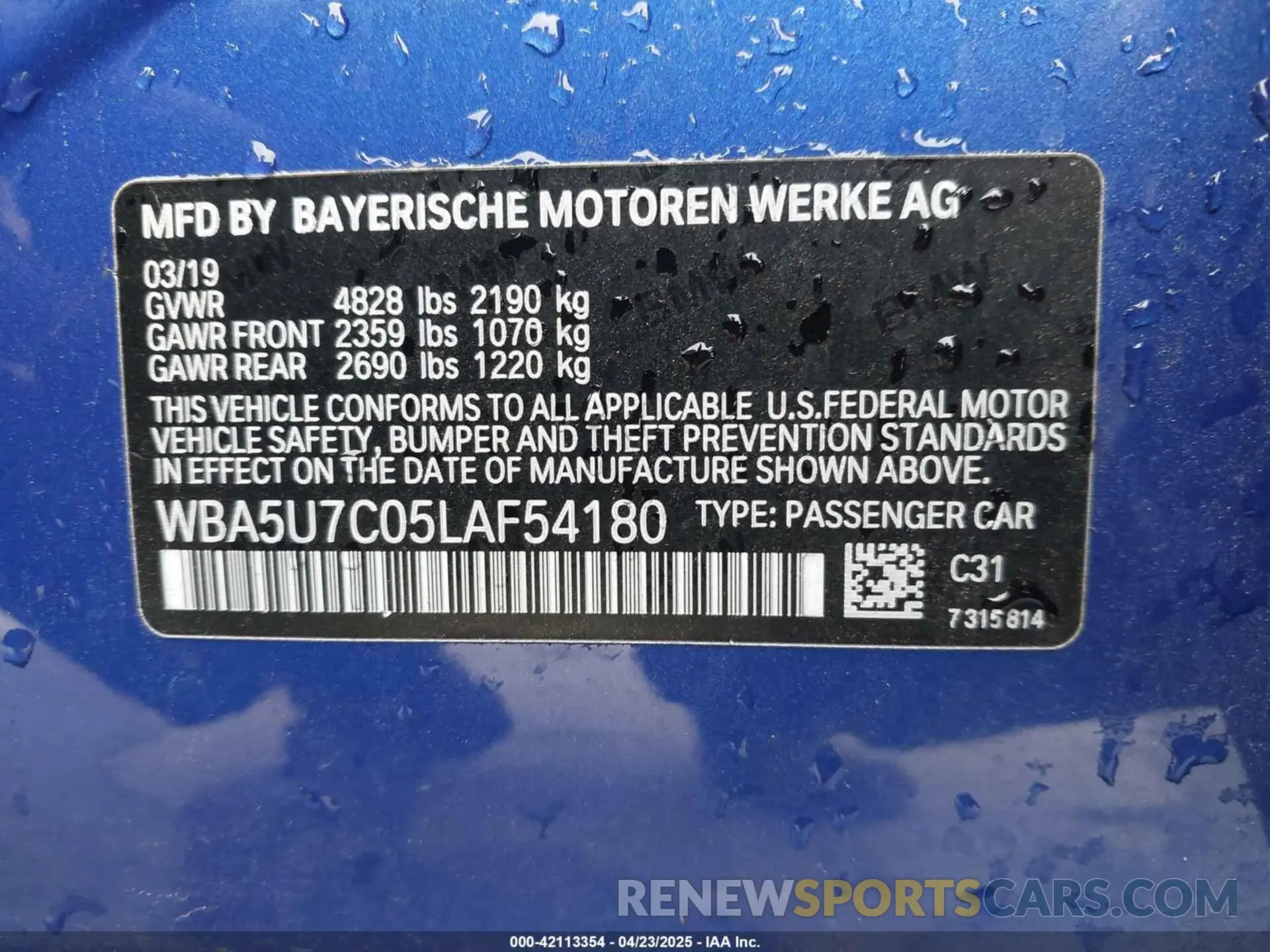 9 Фотография поврежденного автомобиля WBA5U7C05LAF54180 BMW 3 SERIES 2020