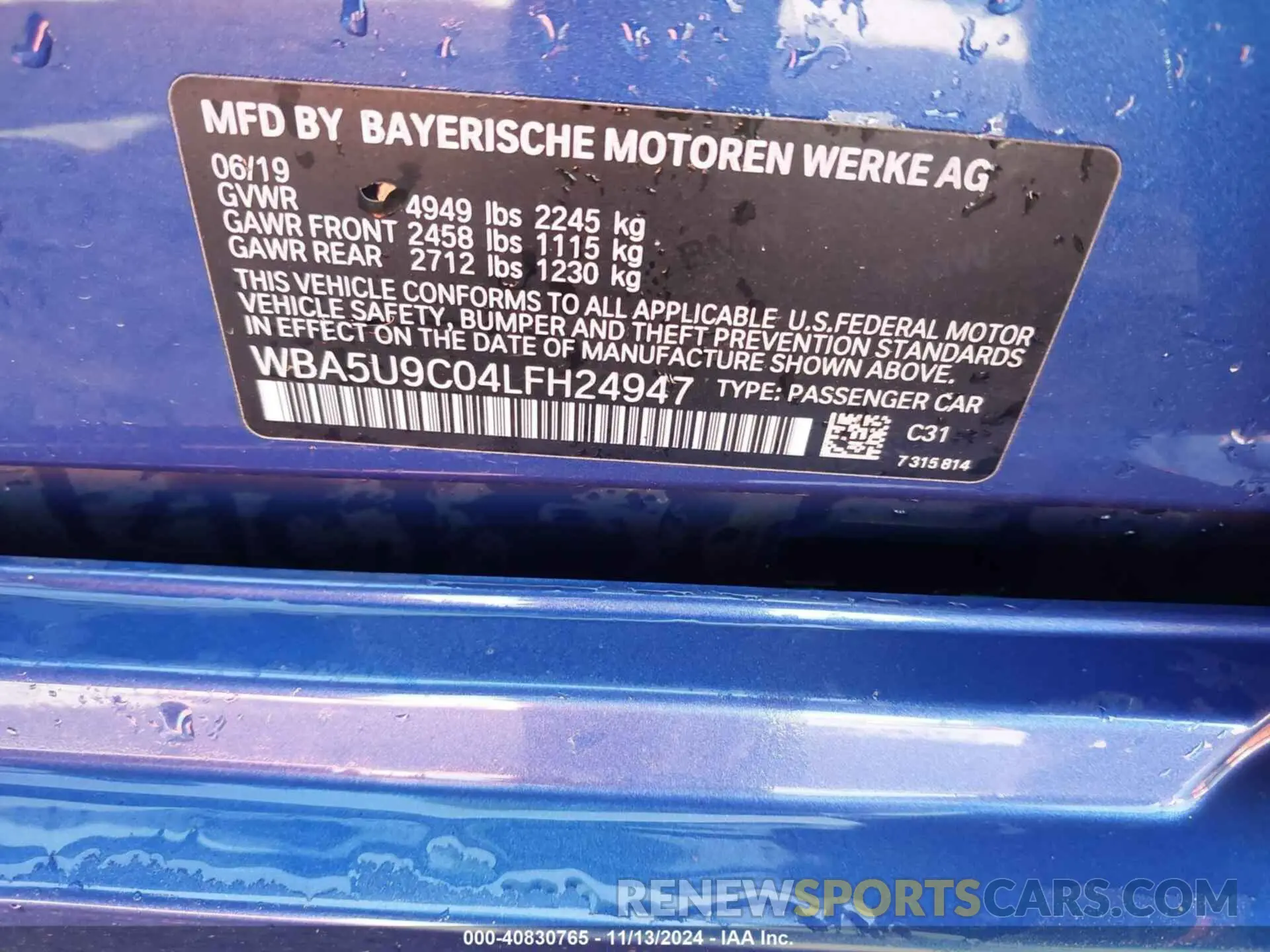 9 Фотография поврежденного автомобиля WBA5U9C04LFH24947 BMW 3 SERIES 2020
