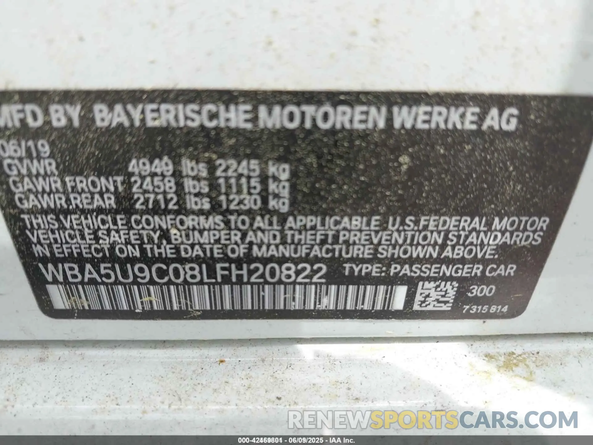 9 Photograph of a damaged car WBA5U9C08LFH20822 BMW 3 SERIES 2020