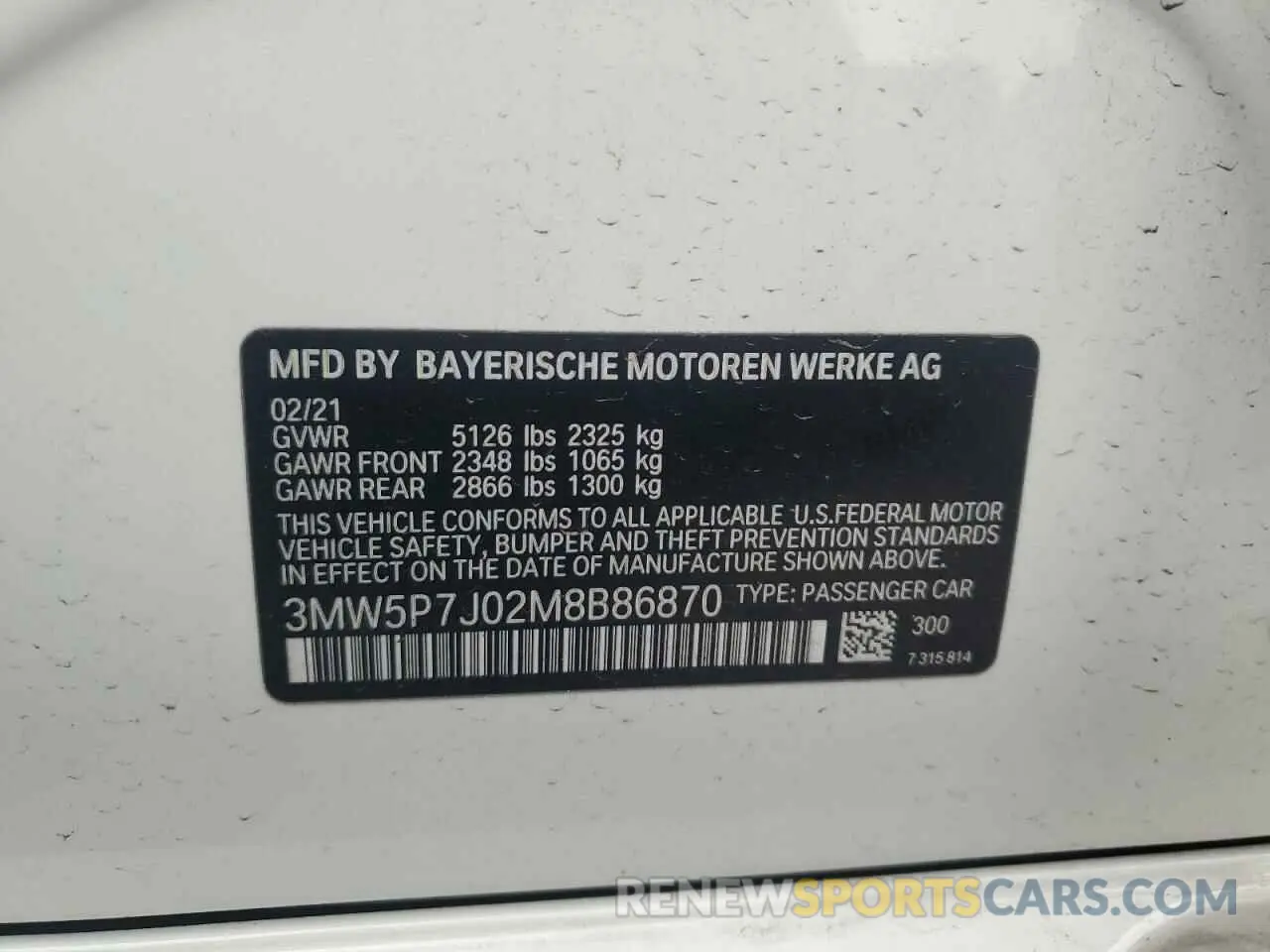 12 Фотография поврежденного автомобиля 3MW5P7J02M8B86870 BMW 3 SERIES 2021