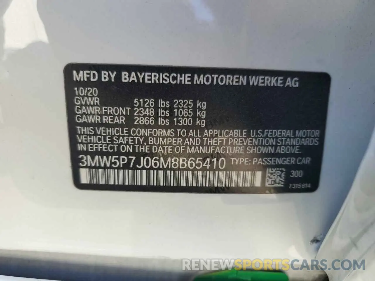 12 Photograph of a damaged car 3MW5P7J06M8B65410 BMW 3 SERIES 2021
