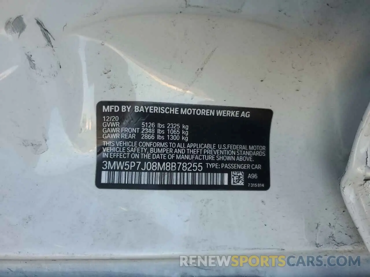 15 Фотография поврежденного автомобиля 3MW5P7J08M8B78255 BMW 3 SERIES 2021