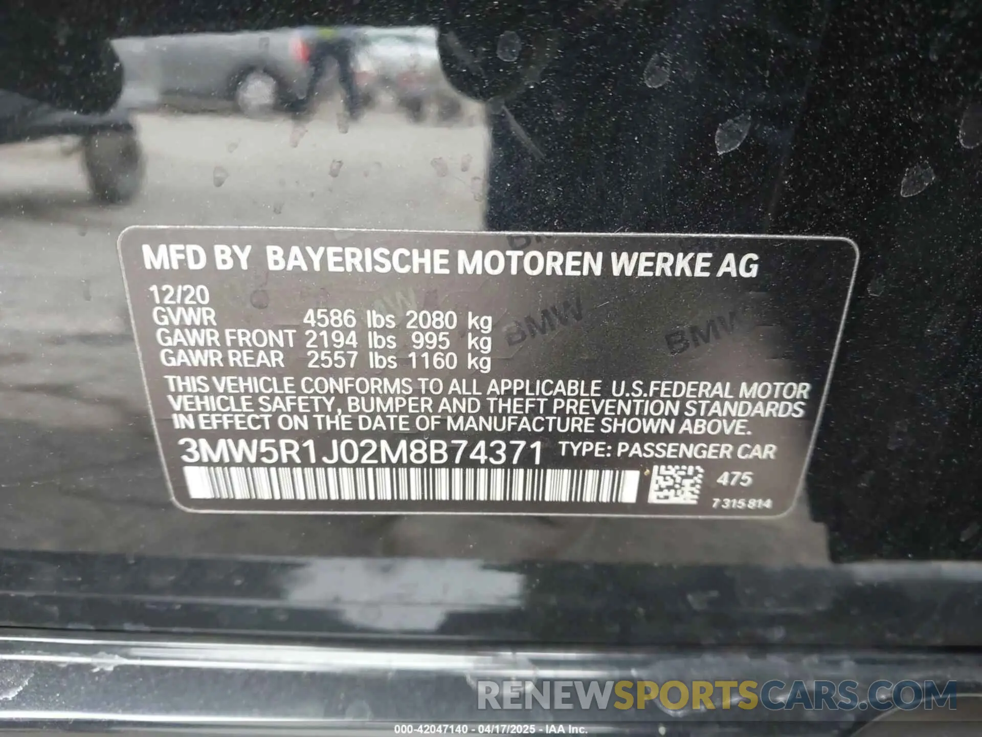 9 Photograph of a damaged car 3MW5R1J02M8B74371 BMW 3 SERIES 2021