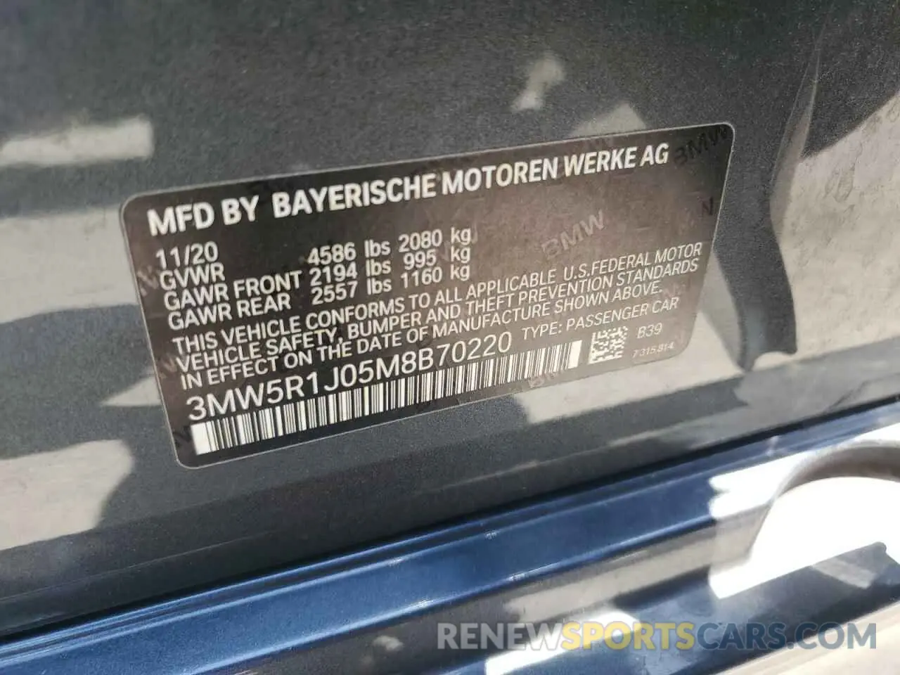 13 Фотография поврежденного автомобиля 3MW5R1J05M8B70220 BMW 3 SERIES 2021