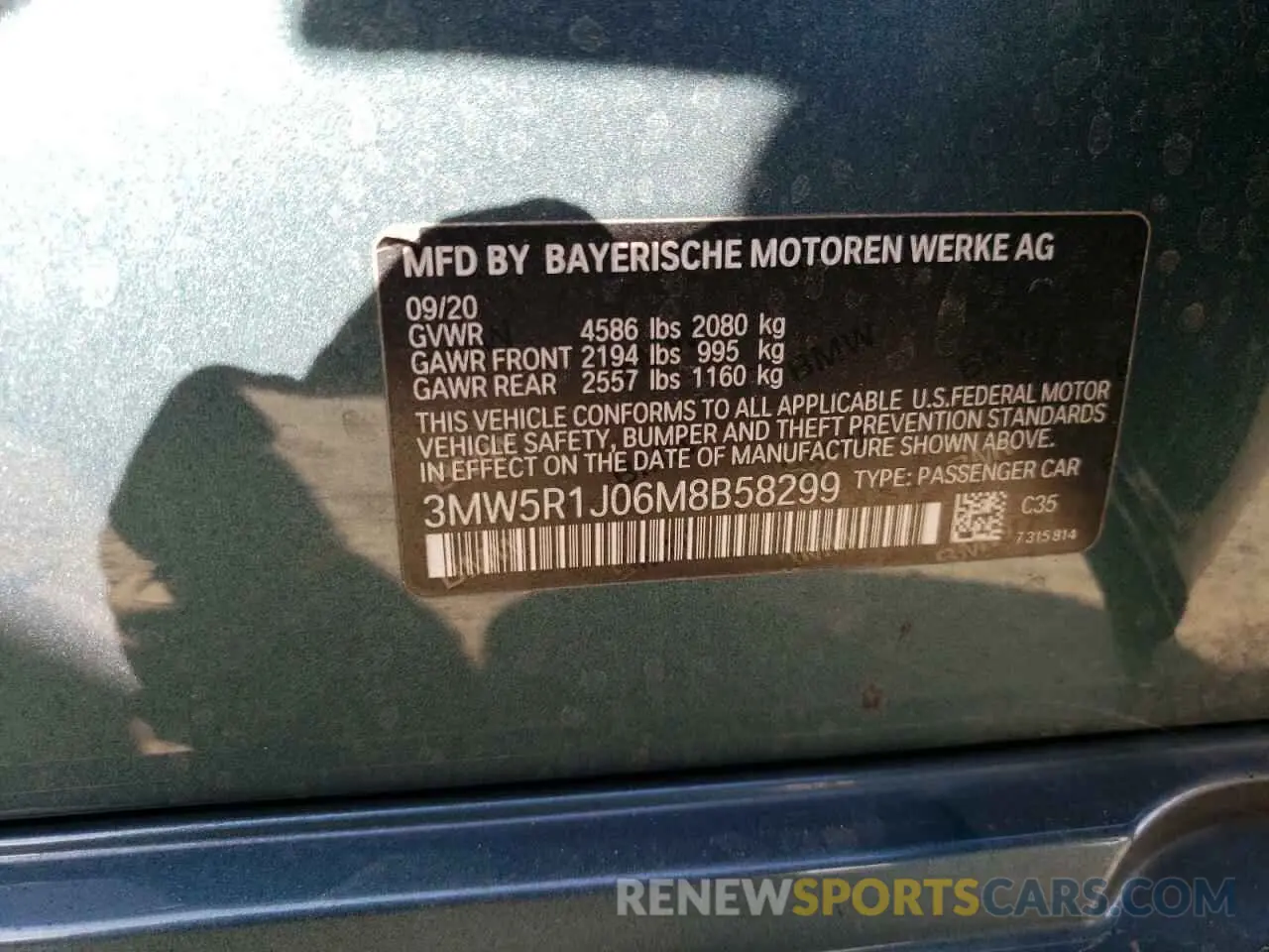 13 Фотография поврежденного автомобиля 3MW5R1J06M8B58299 BMW 3 SERIES 2021