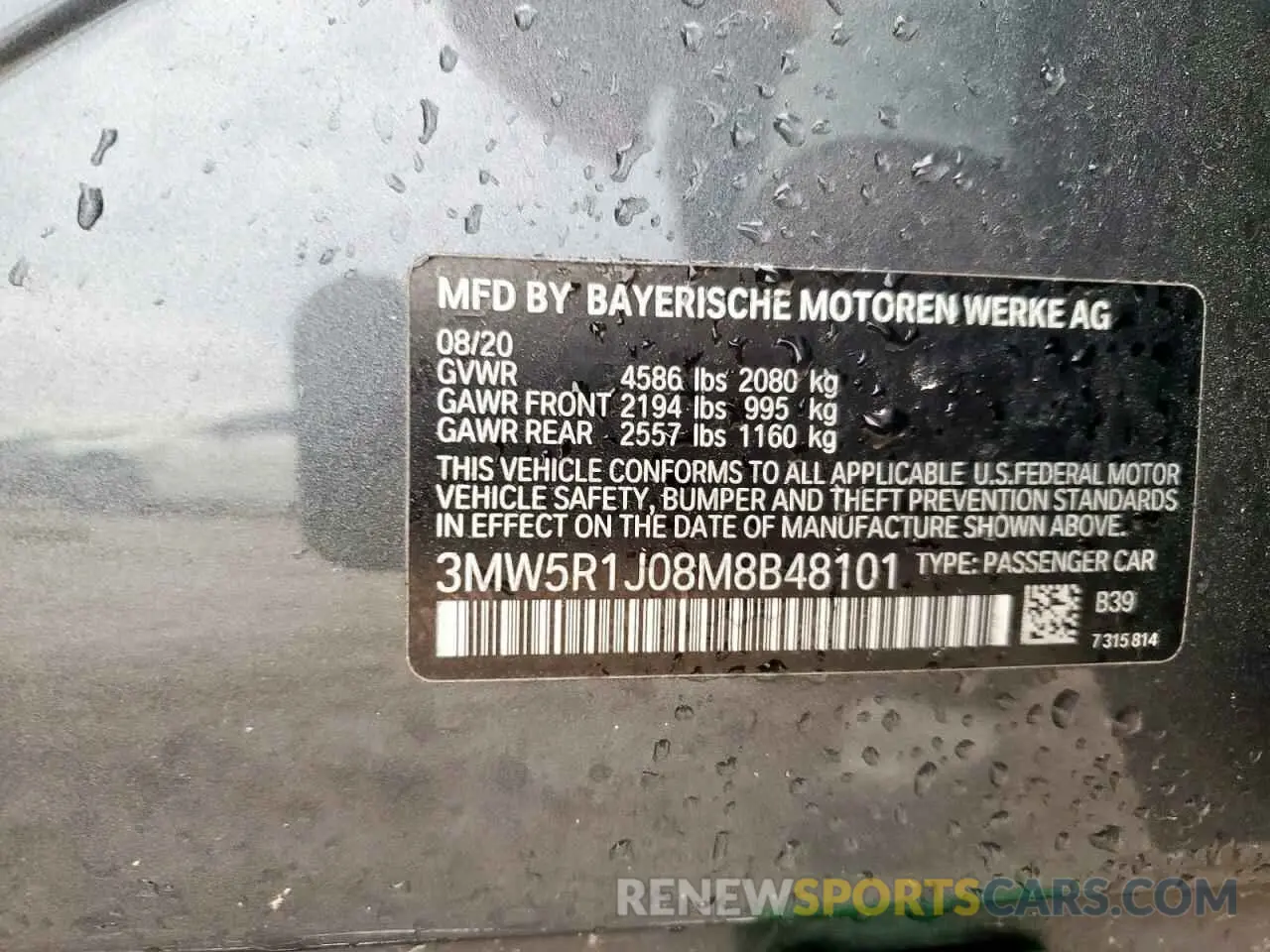 13 Фотография поврежденного автомобиля 3MW5R1J08M8B48101 BMW 3 SERIES 2021
