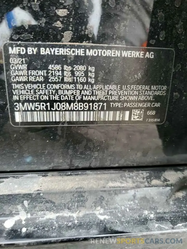 14 Photograph of a damaged car 3MW5R1J08M8B91871 BMW 3 SERIES 2021
