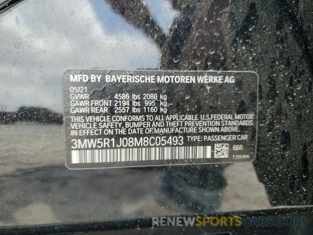 12 Photograph of a damaged car 3MW5R1J08M8C05493 BMW 3 SERIES 2021