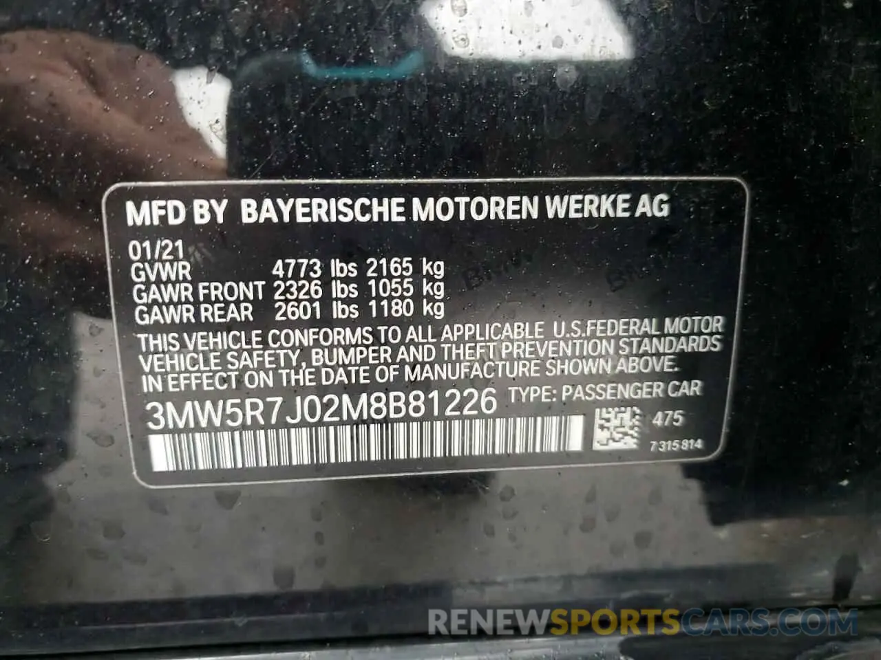 12 Photograph of a damaged car 3MW5R7J02M8B81226 BMW 3 SERIES 2021