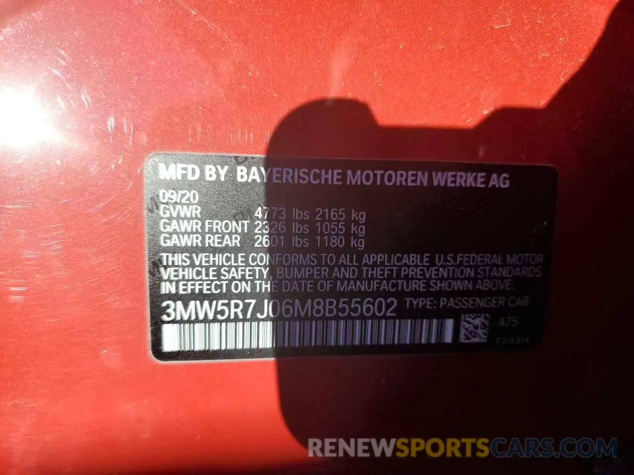 12 Фотография поврежденного автомобиля 3MW5R7J06M8B55602 BMW 3 SERIES 2021