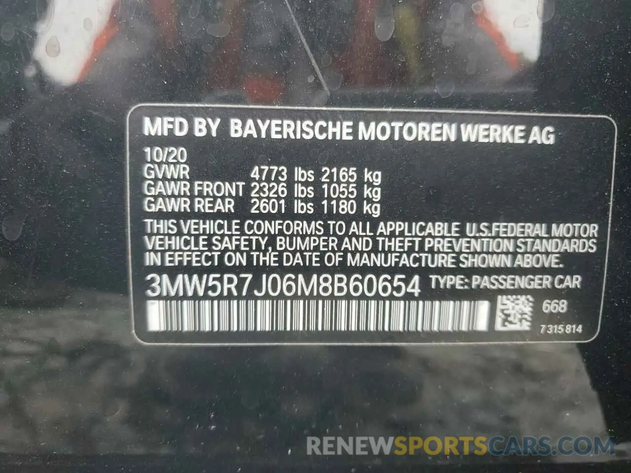 12 Photograph of a damaged car 3MW5R7J06M8B60654 BMW 3 SERIES 2021