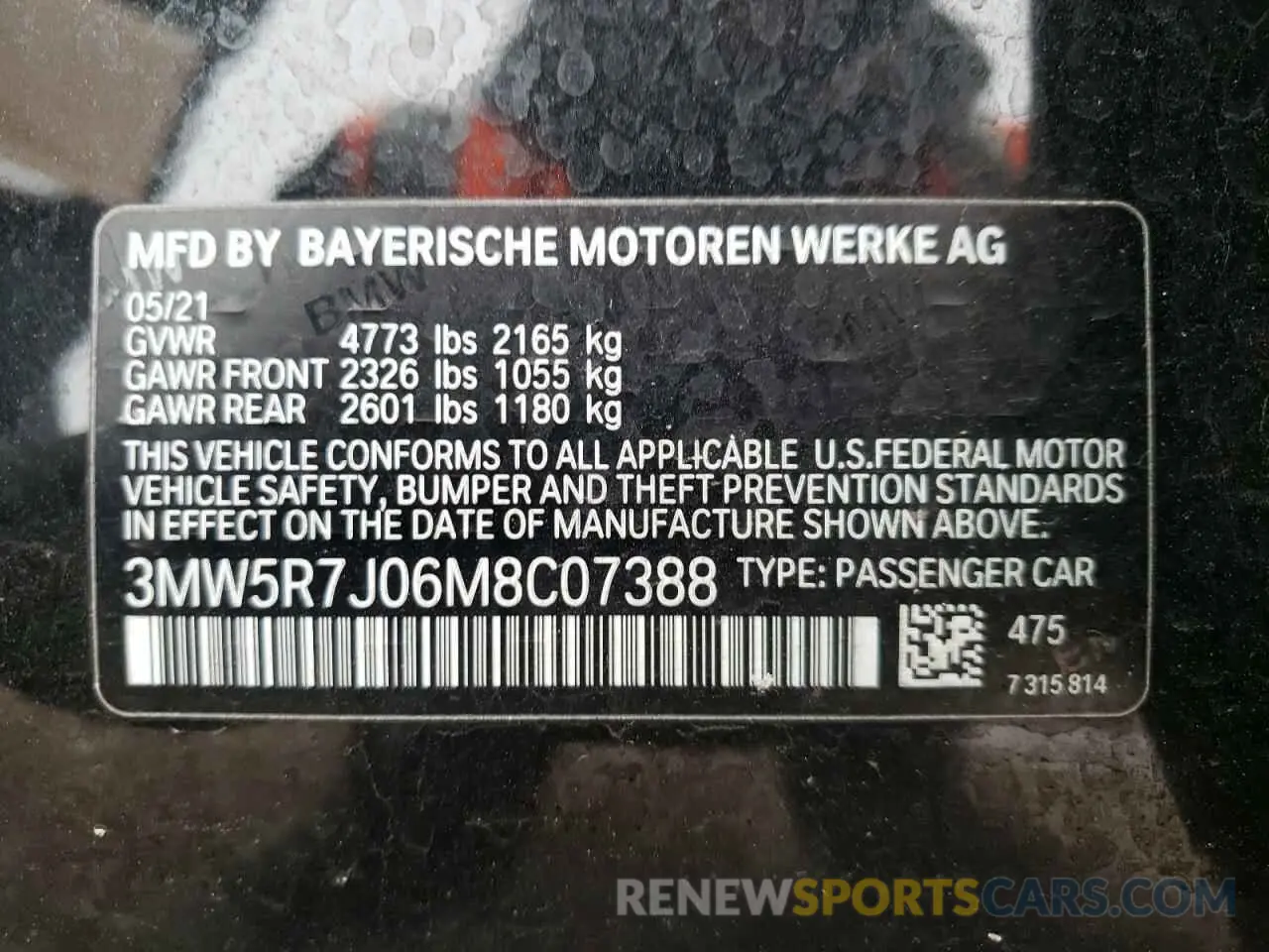 10 Фотография поврежденного автомобиля 3MW5R7J06M8C07388 BMW 3 SERIES 2021