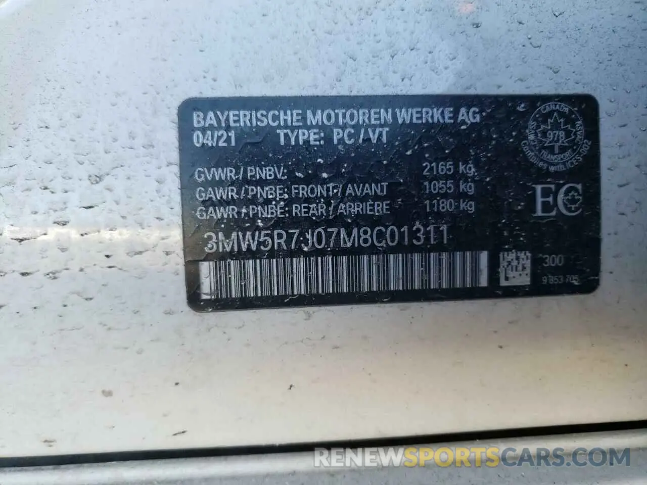 12 Фотография поврежденного автомобиля 3MW5R7J07M8C01311 BMW 3 SERIES 2021