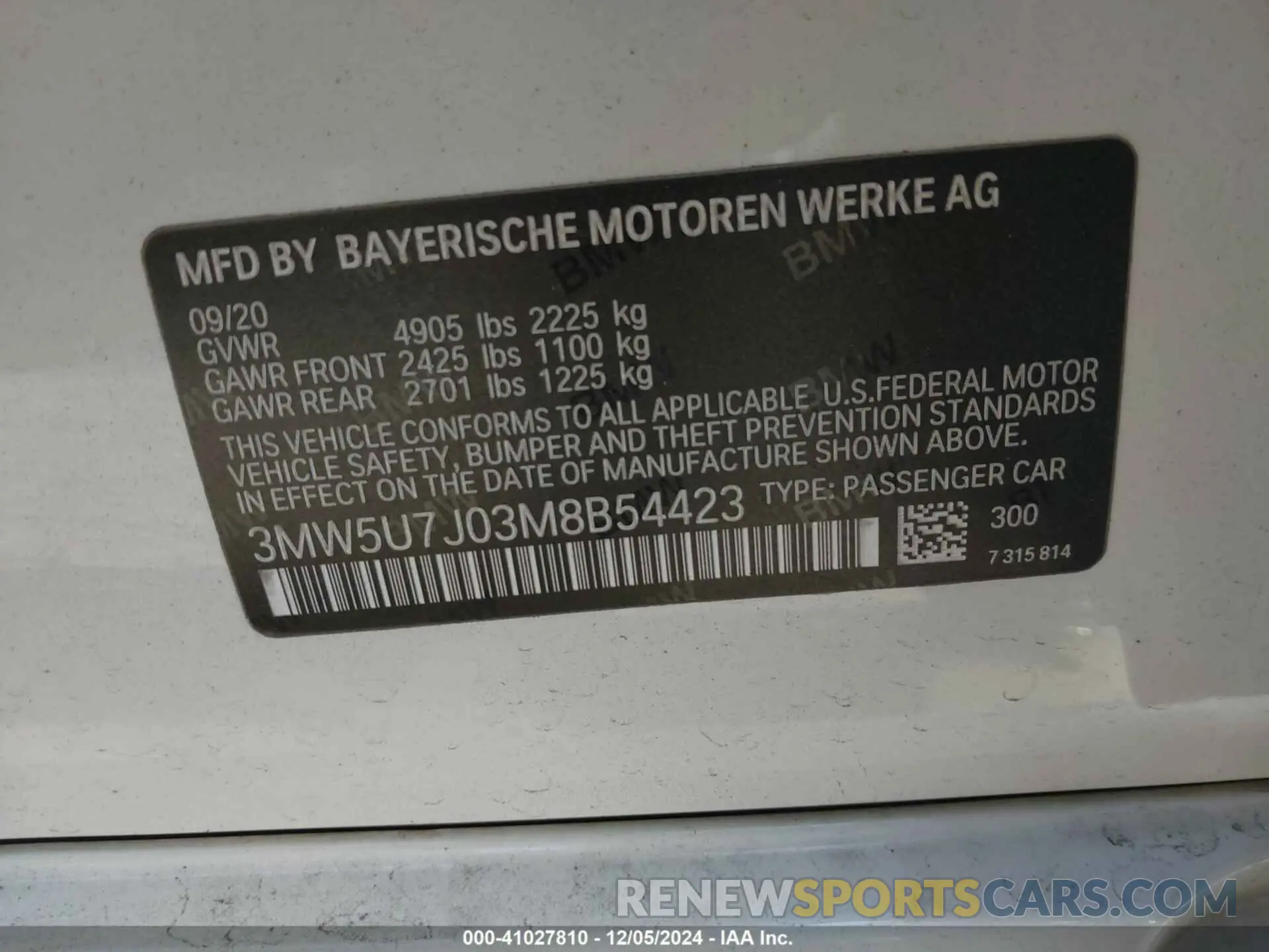 9 Фотография поврежденного автомобиля 3MW5U7J03M8B54423 BMW 3 SERIES 2021
