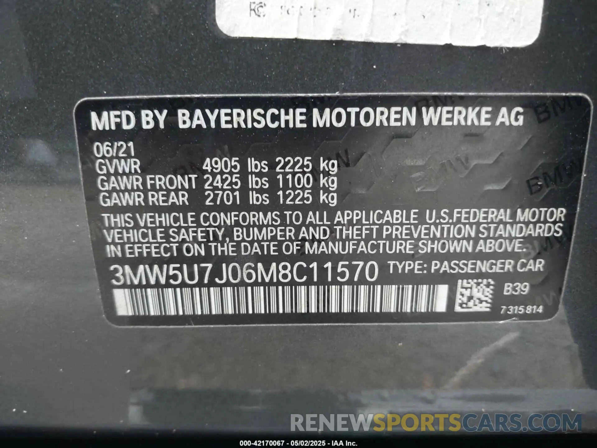 9 Фотография поврежденного автомобиля 3MW5U7J06M8C11570 BMW 3 SERIES 2021
