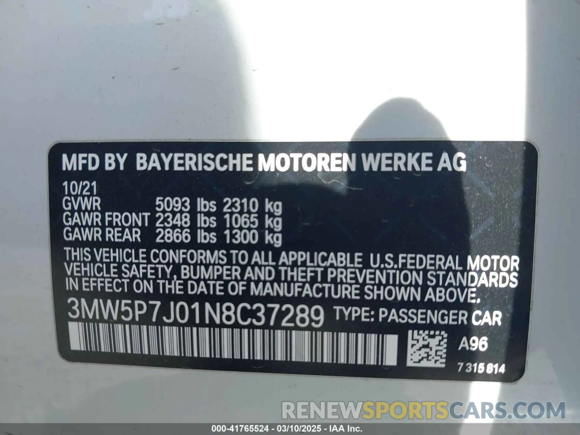 9 Фотография поврежденного автомобиля 3MW5P7J01N8C37289 BMW 3 SERIES 2022