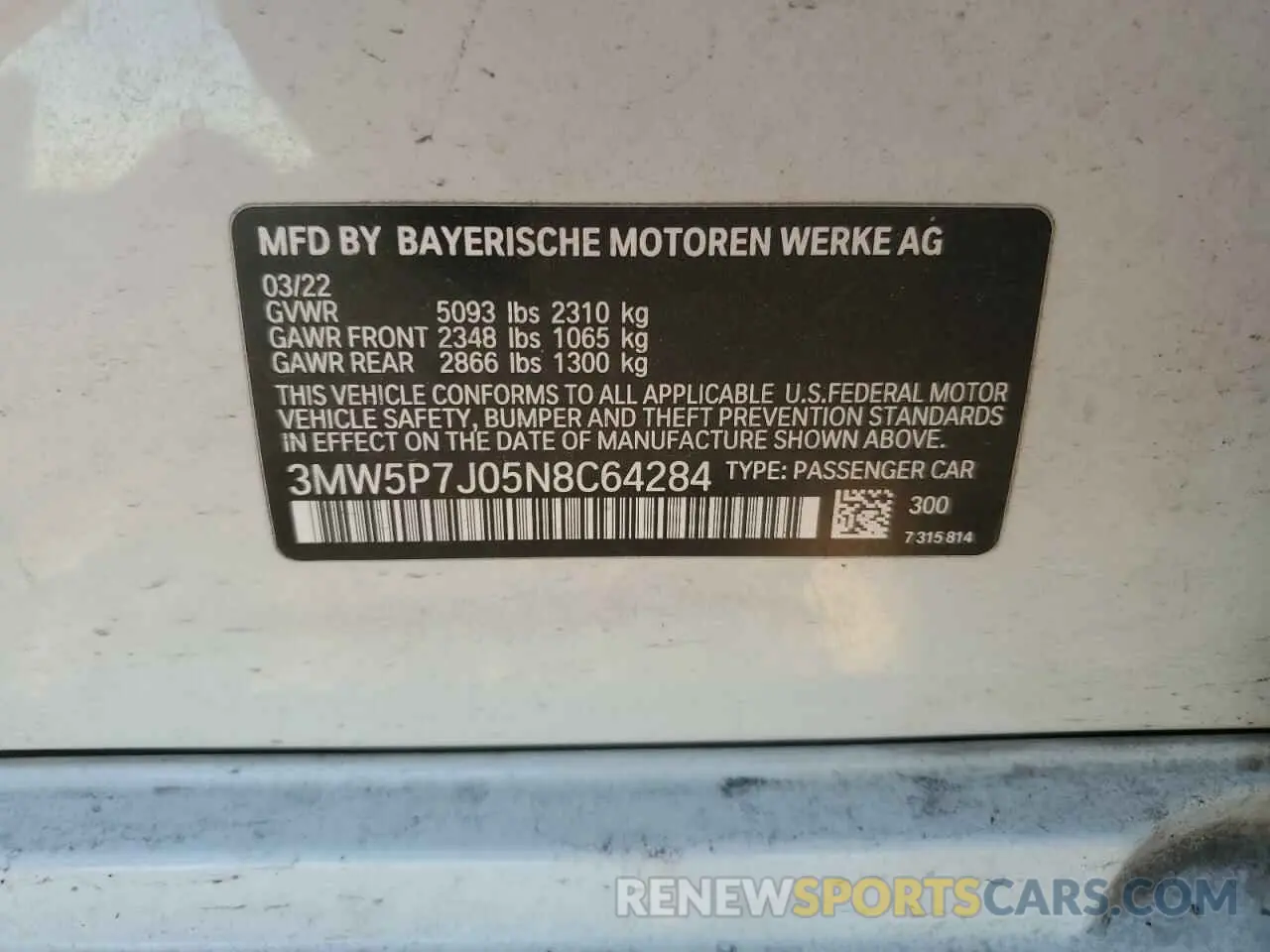 12 Фотография поврежденного автомобиля 3MW5P7J05N8C64284 BMW 3 SERIES 2022
