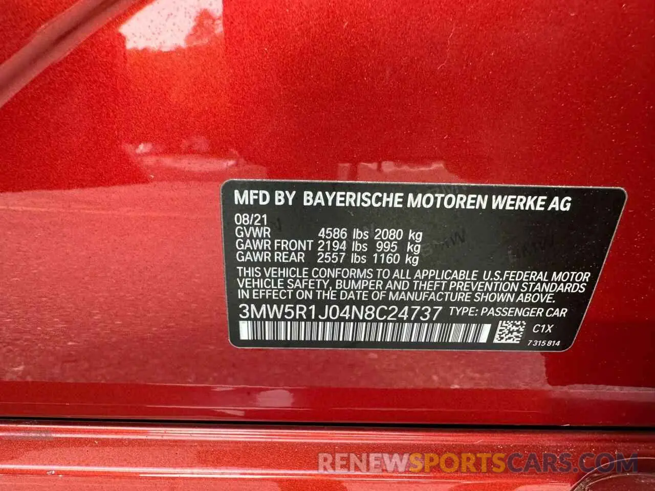 10 Фотография поврежденного автомобиля 3MW5R1J04N8C24737 BMW 3 SERIES 2022