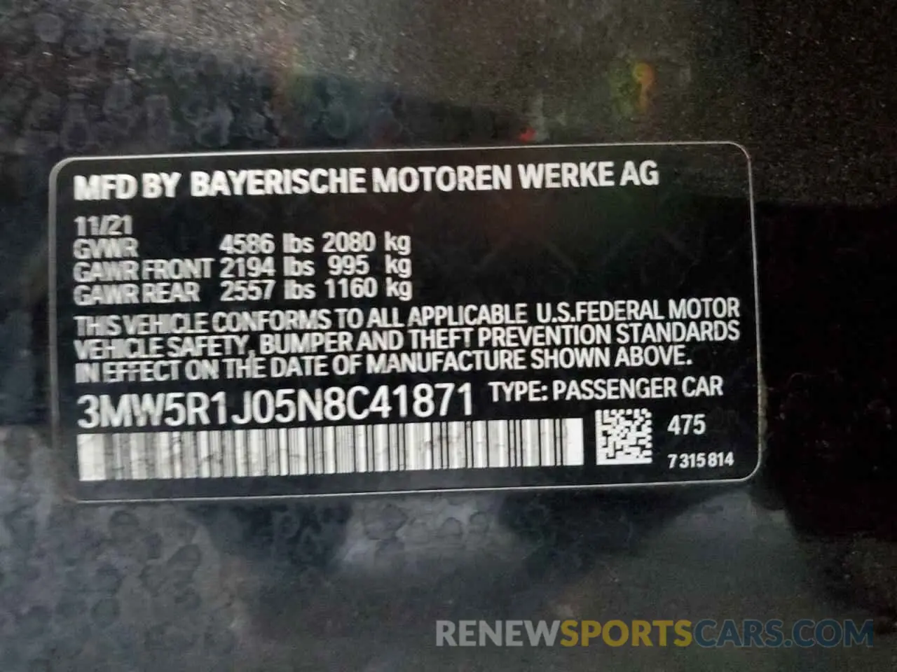 12 Фотография поврежденного автомобиля 3MW5R1J05N8C41871 BMW 3 SERIES 2022