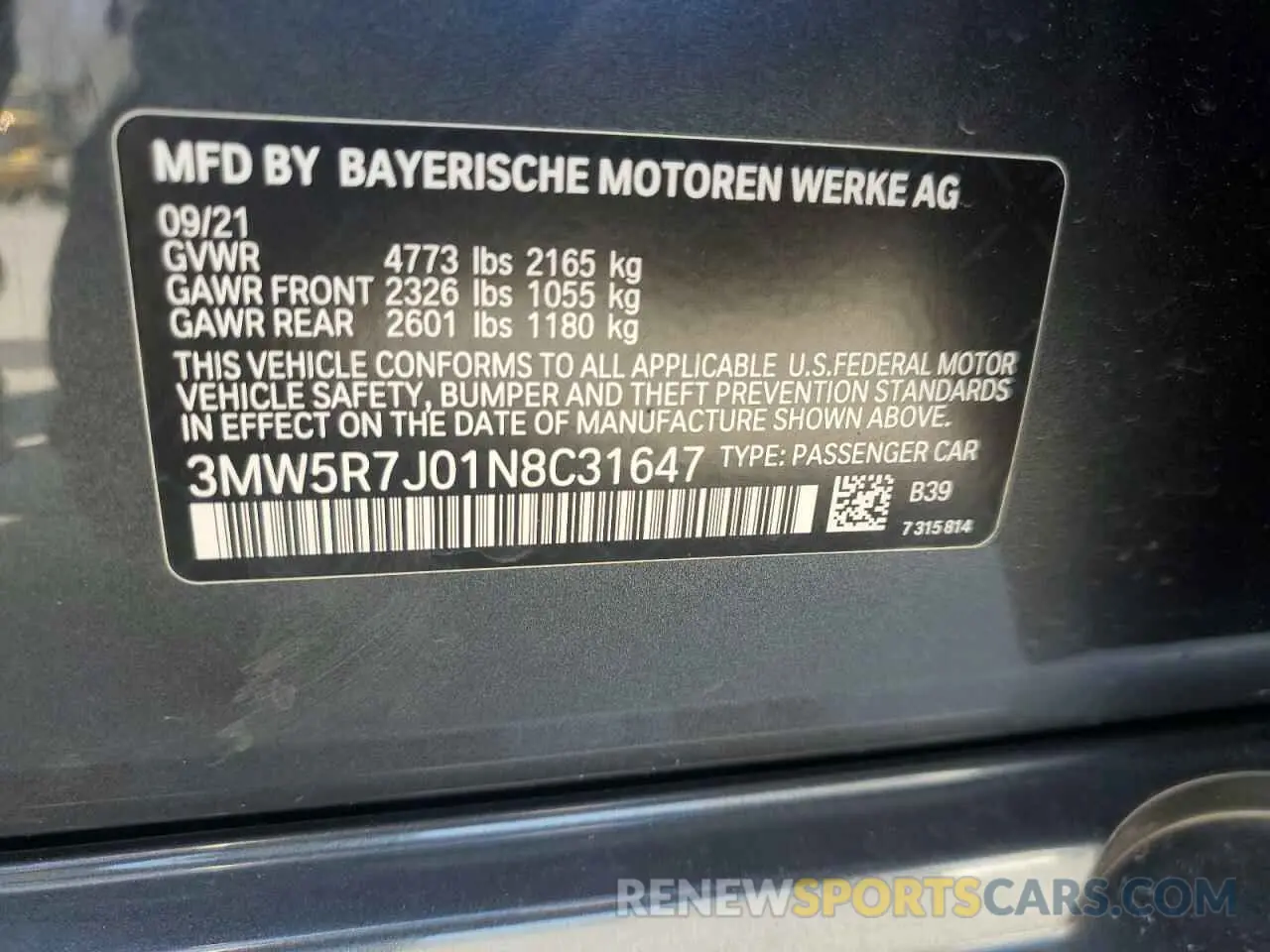 13 Фотография поврежденного автомобиля 3MW5R7J01N8C31647 BMW 3 SERIES 2022