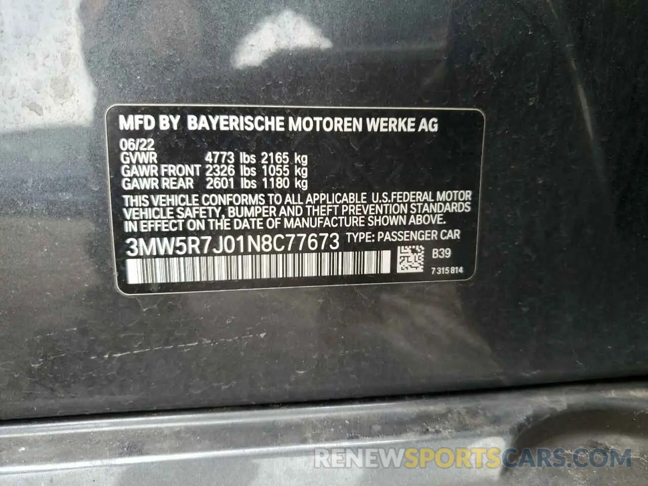 14 Фотография поврежденного автомобиля 3MW5R7J01N8C77673 BMW 3 SERIES 2022