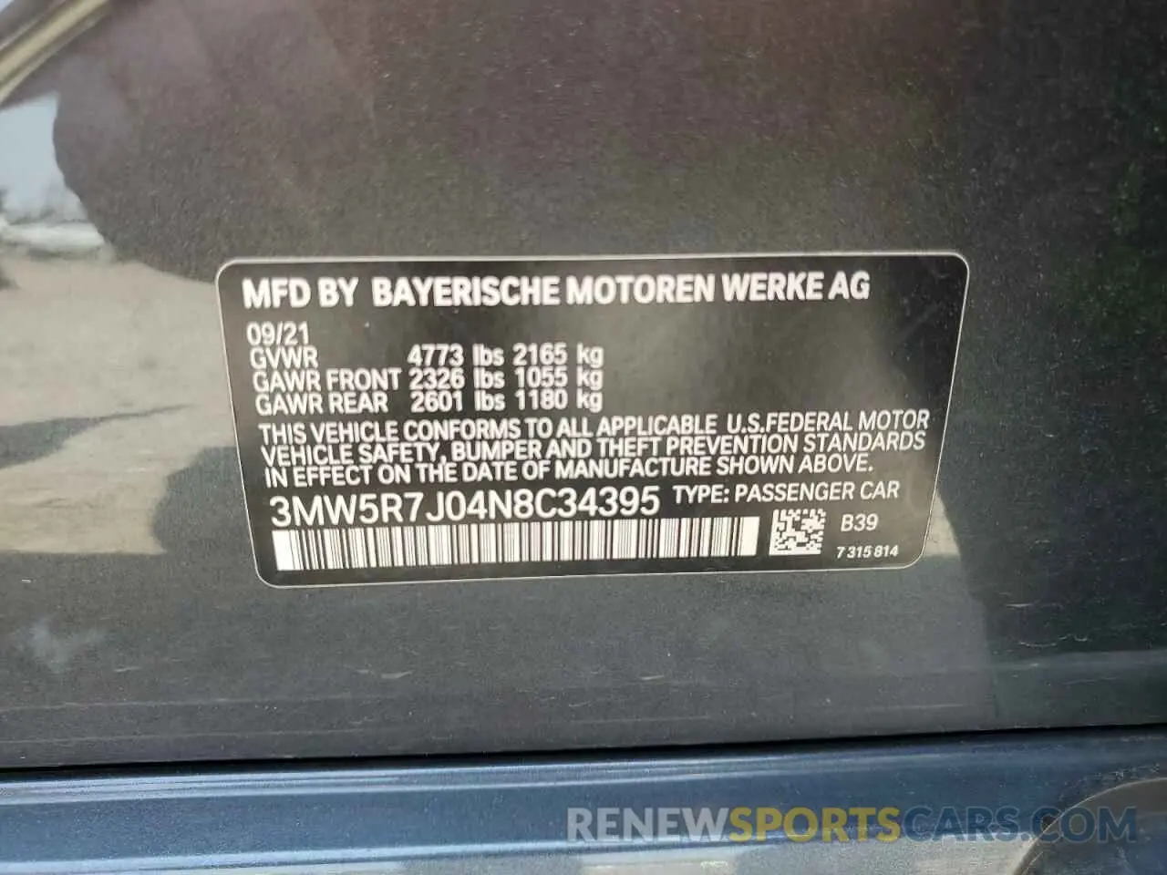12 Фотография поврежденного автомобиля 3MW5R7J04N8C34395 BMW 3 SERIES 2022