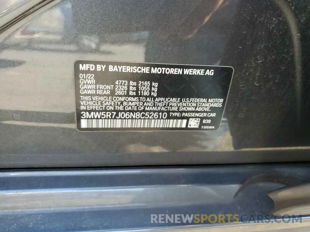 13 Фотография поврежденного автомобиля 3MW5R7J06N8C52610 BMW 3 SERIES 2022