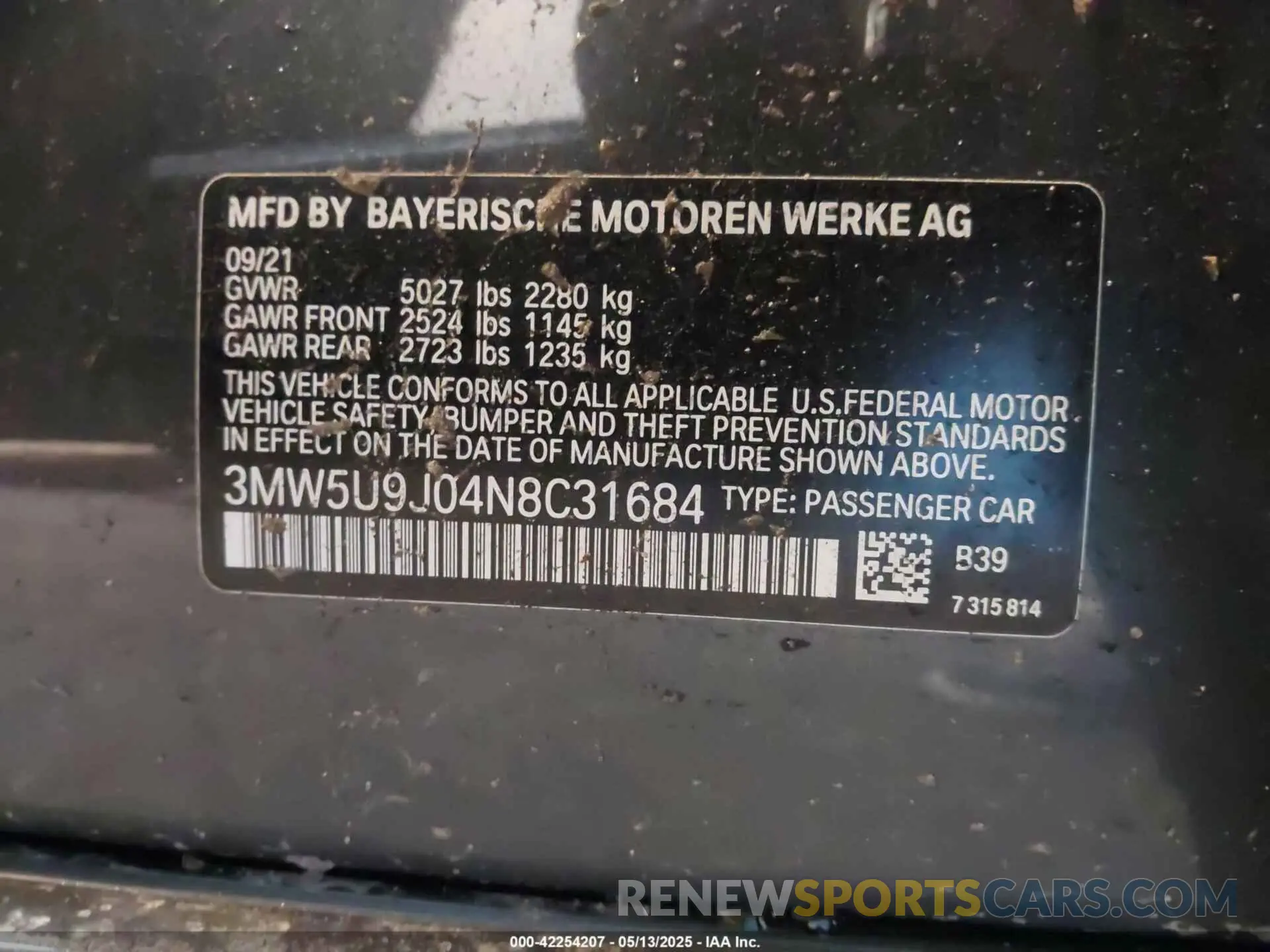 9 Фотография поврежденного автомобиля 3MW5U9J04N8C31684 BMW 3 SERIES 2022