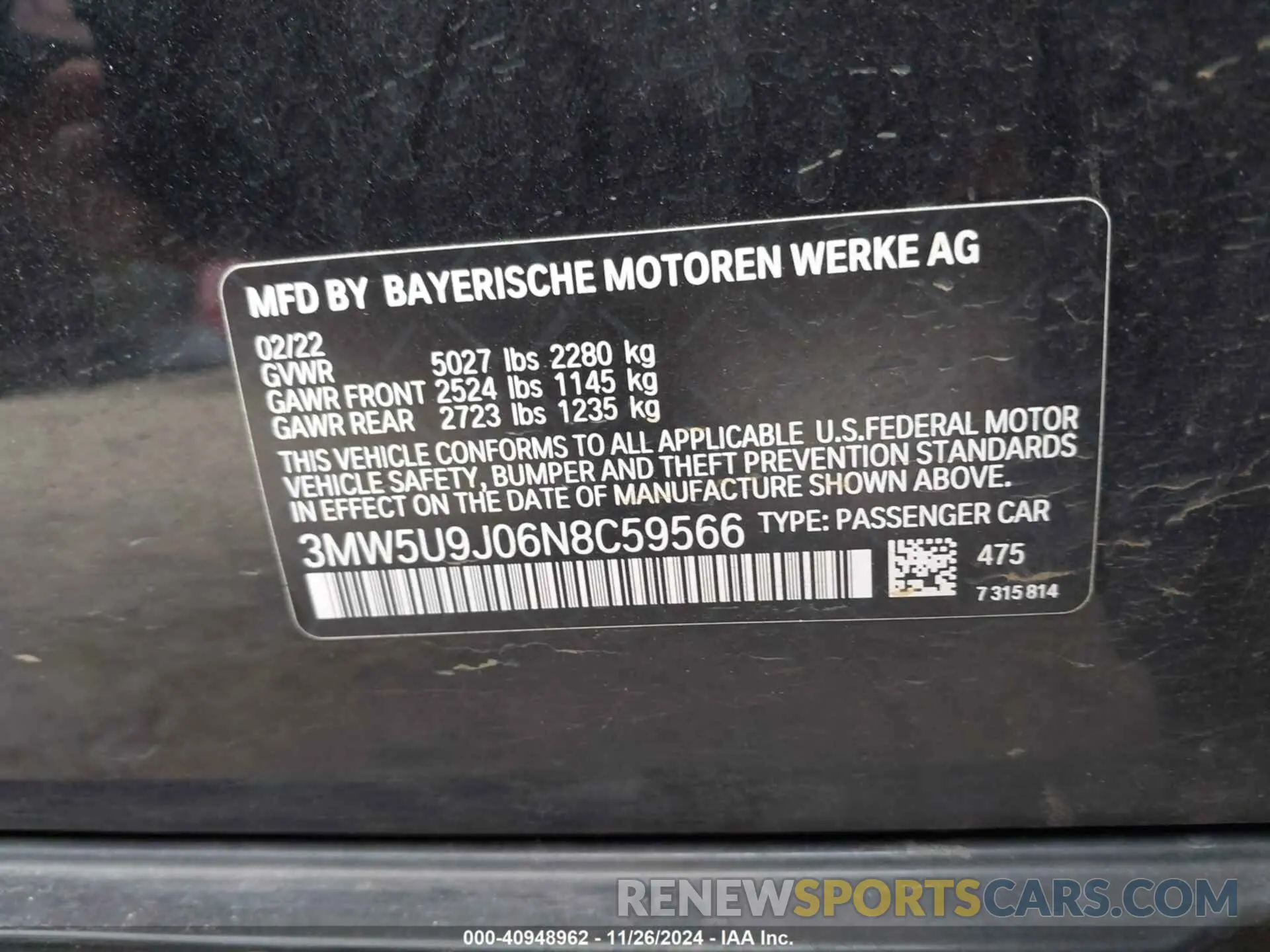 9 Photograph of a damaged car 3MW5U9J06N8C59566 BMW 3 SERIES 2022