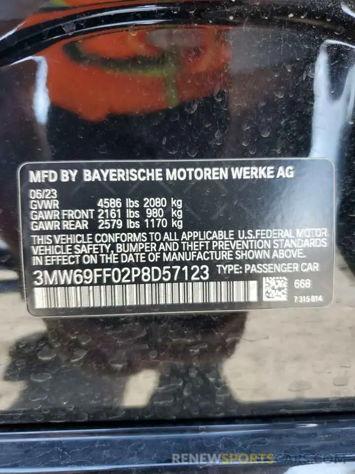 14 Фотография поврежденного автомобиля 3MW69FF02P8D57123 BMW 3 SERIES 2023