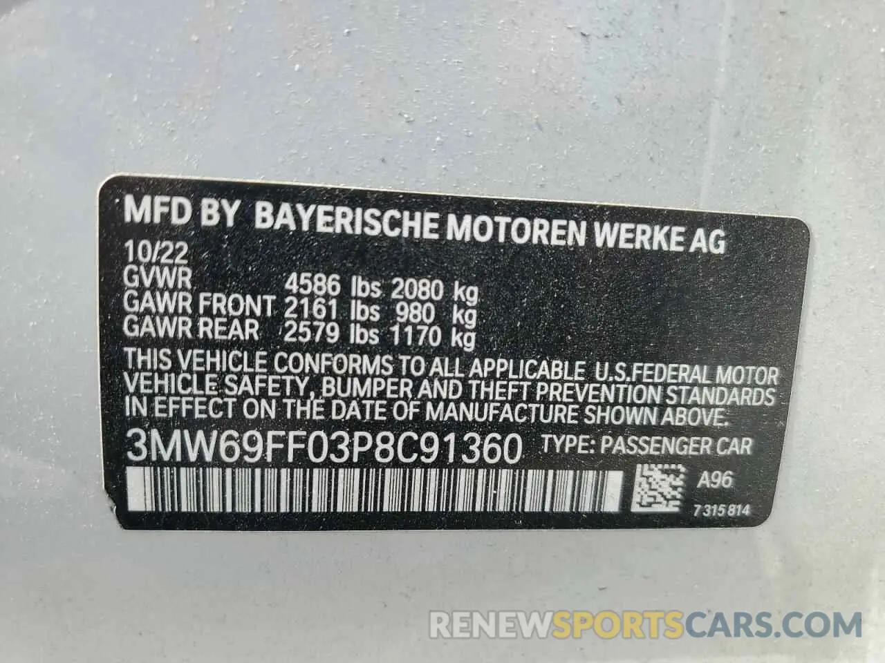 12 Фотография поврежденного автомобиля 3MW69FF03P8C91360 BMW 3 SERIES 2023