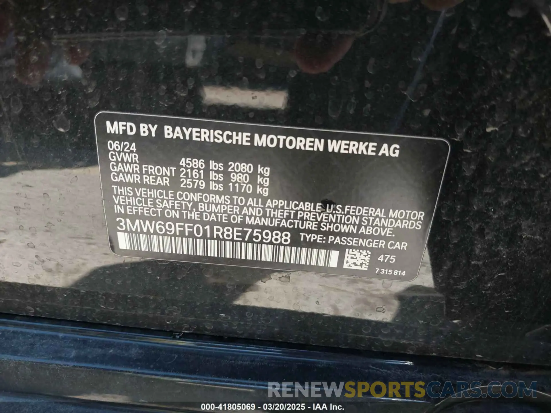 9 Фотография поврежденного автомобиля 3MW69FF01R8E75988 BMW 3 SERIES 2024