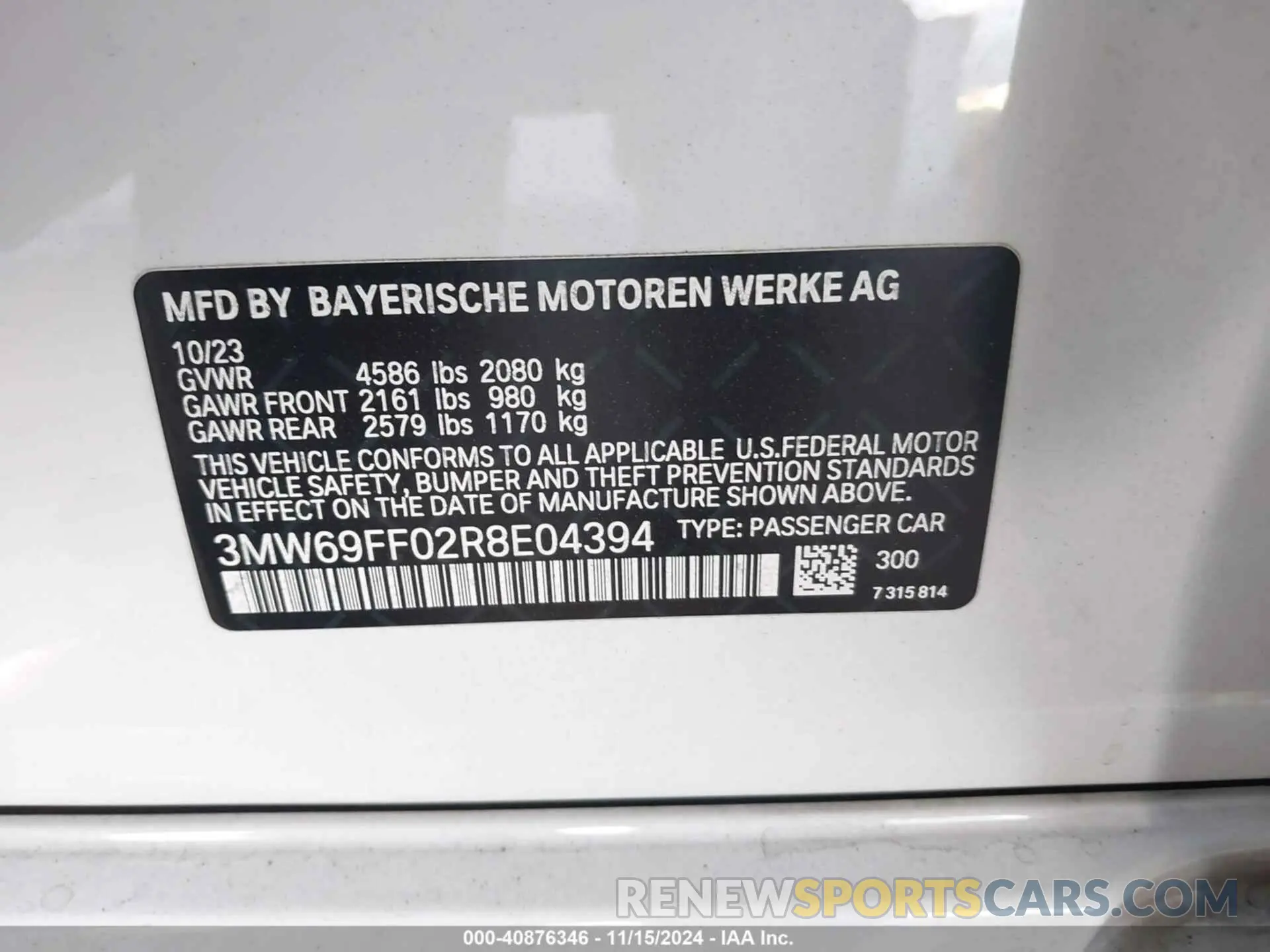9 Photograph of a damaged car 3MW69FF02R8E04394 BMW 3 SERIES 2024