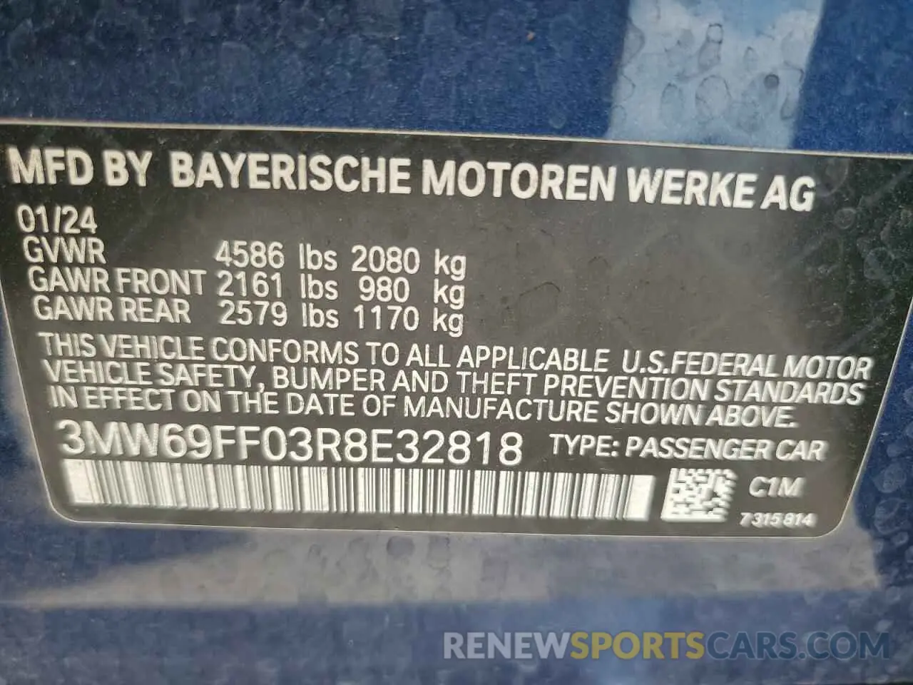 12 Фотография поврежденного автомобиля 3MW69FF03R8E32818 BMW 3 SERIES 2024
