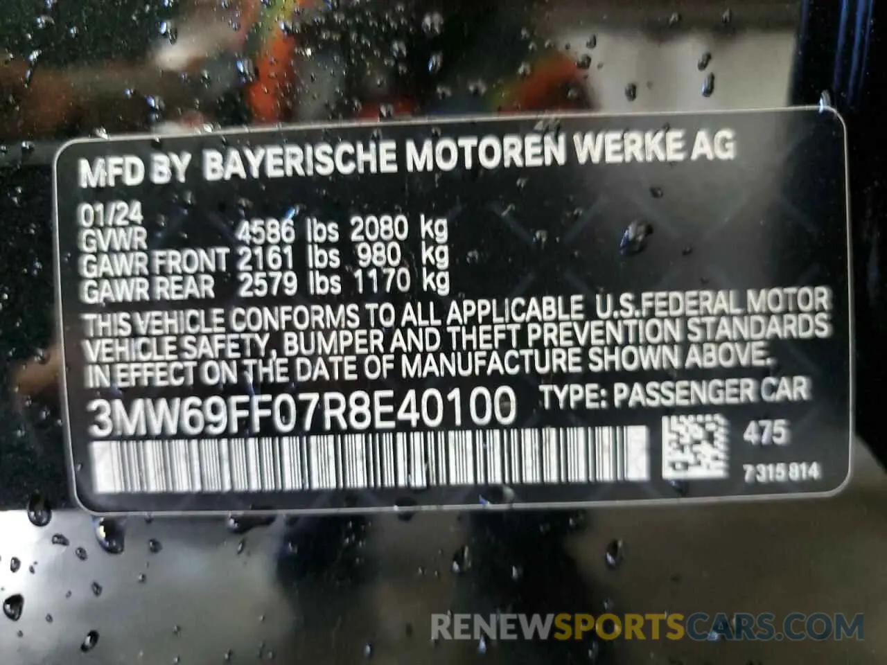 13 Photograph of a damaged car 3MW69FF07R8E40100 BMW 3 SERIES 2024