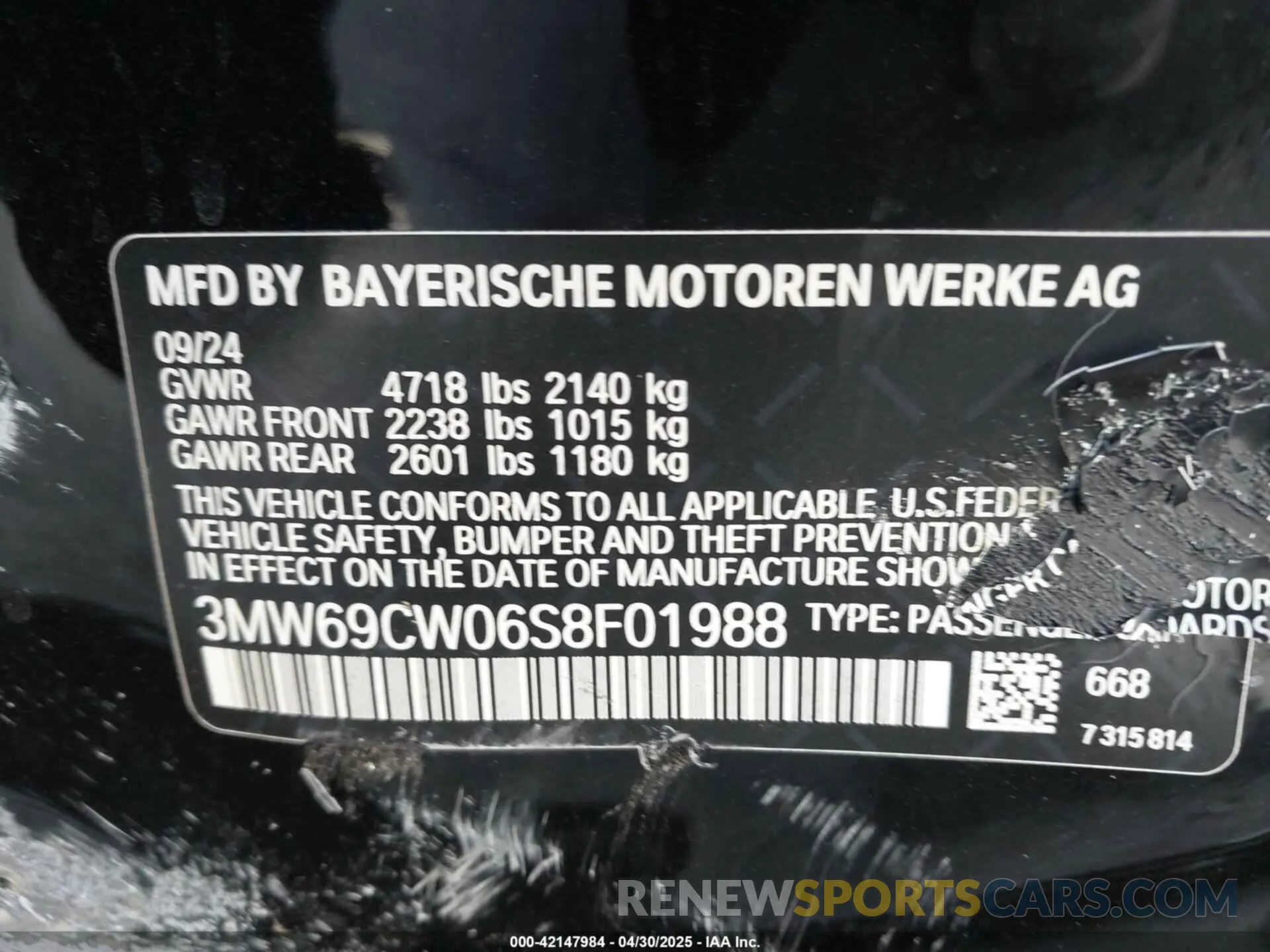 9 Photograph of a damaged car 3MW69CW06S8F01988 BMW 3 SERIES 2025