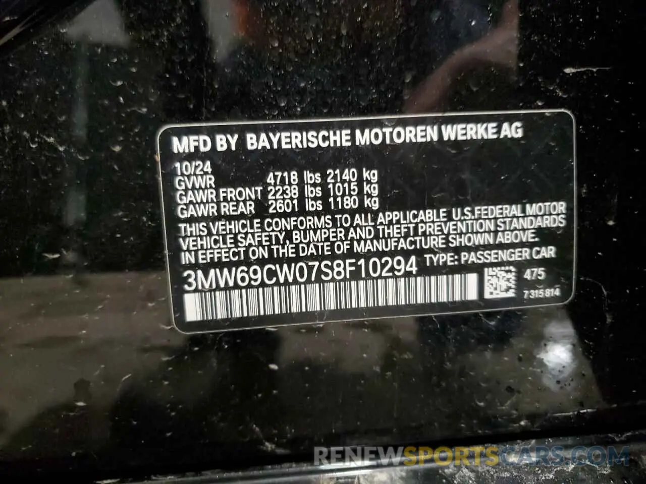 13 Фотография поврежденного автомобиля 3MW69CW07S8F10294 BMW 3 SERIES 2025