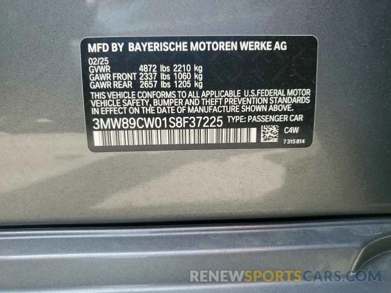 12 Photograph of a damaged car 3MW89CW01S8F37225 BMW 3 SERIES 2025