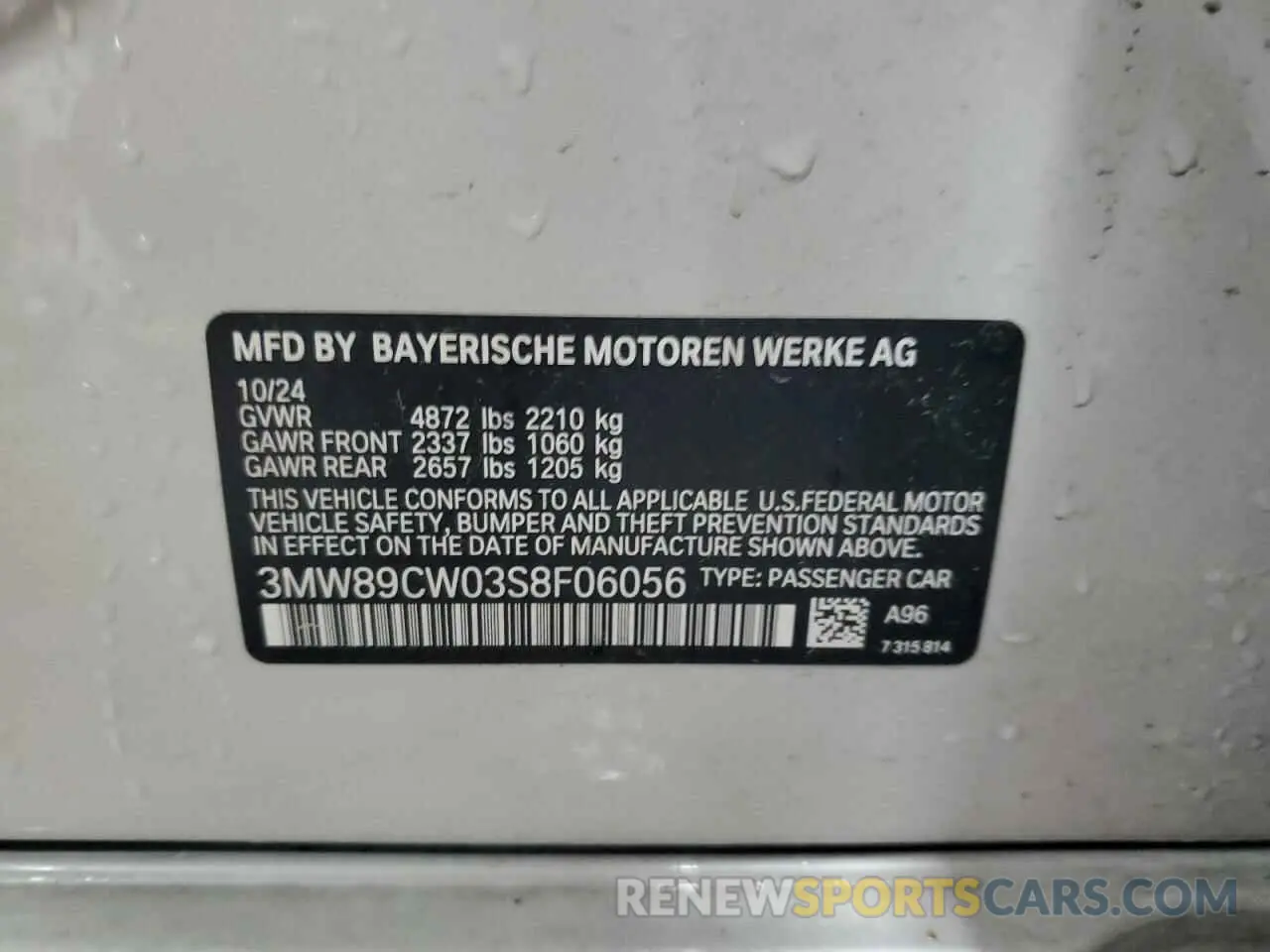 12 Фотография поврежденного автомобиля 3MW89CW03S8F06056 BMW 3 SERIES 2025