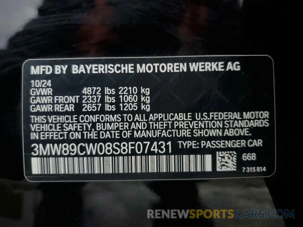 13 Фотография поврежденного автомобиля 3MW89CW08S8F07431 BMW 3 SERIES 2025